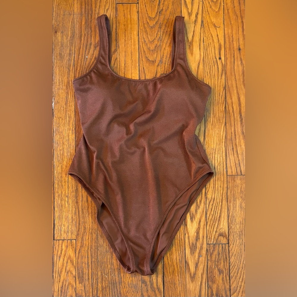 Aerie Brown One-Piece Cheekiest Swimsuit Women’s size L